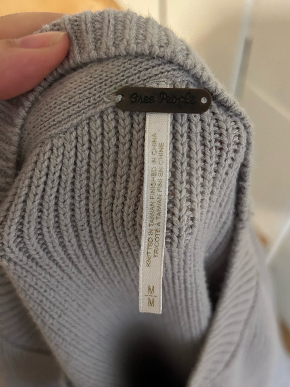 Free People Oversized Crewneck Knit Sweater - Light Gray - Picture 4 of 5